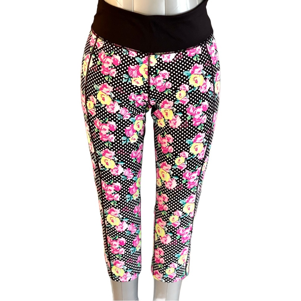 Betsey Johnson Performance floral and polka-dots capri leggings